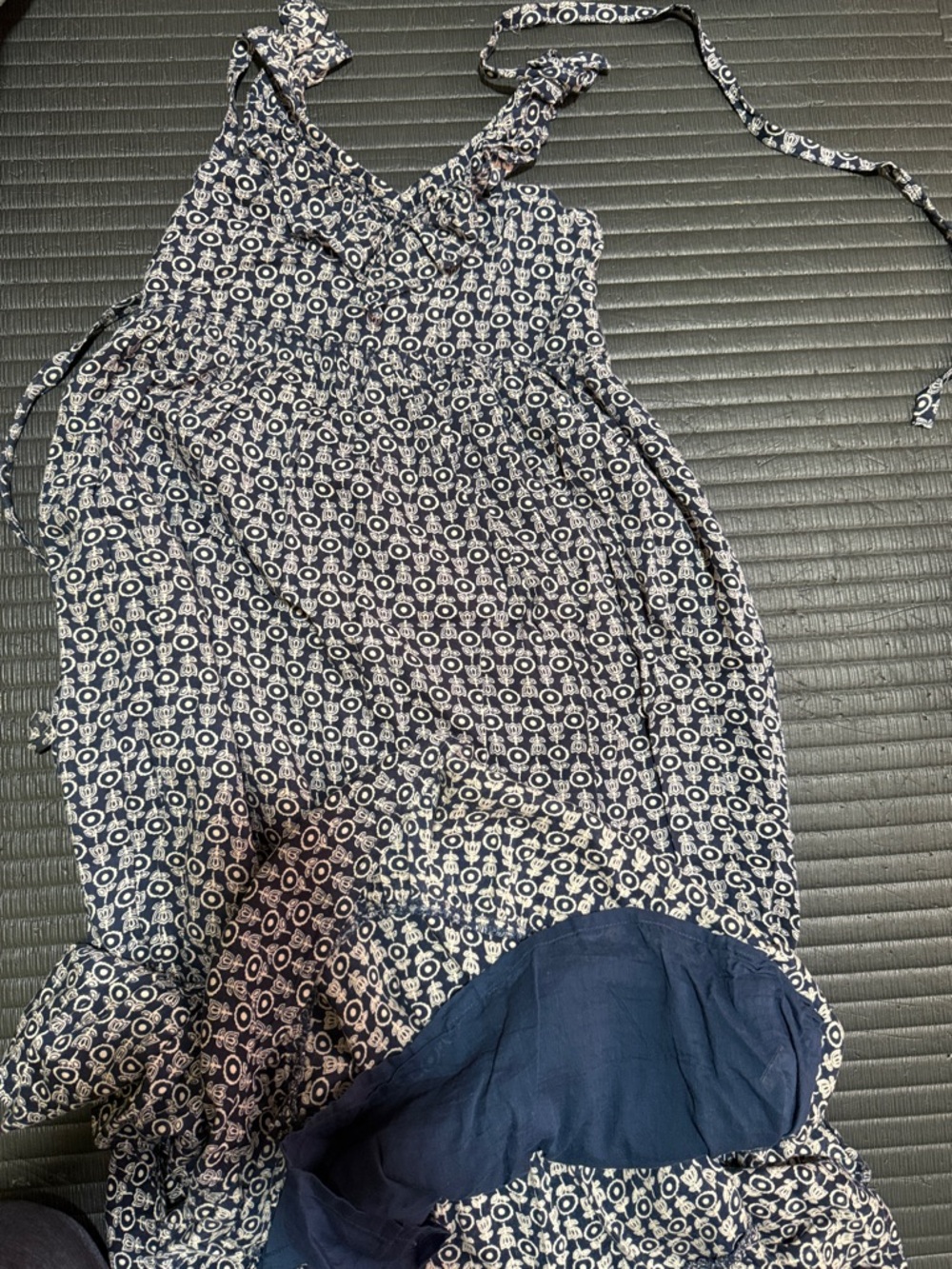 Navy and White Printed Sundress